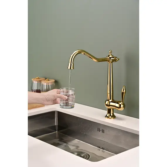 Смеситель для кухни Paulmark Retro Re213226-G под фильтр ретро золотой, изображение 4