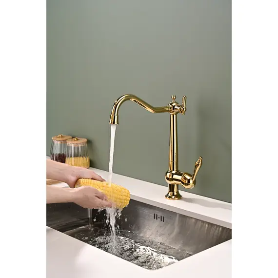 Смеситель для кухни Paulmark Retro Re213226-G под фильтр ретро золотой, изображение 3