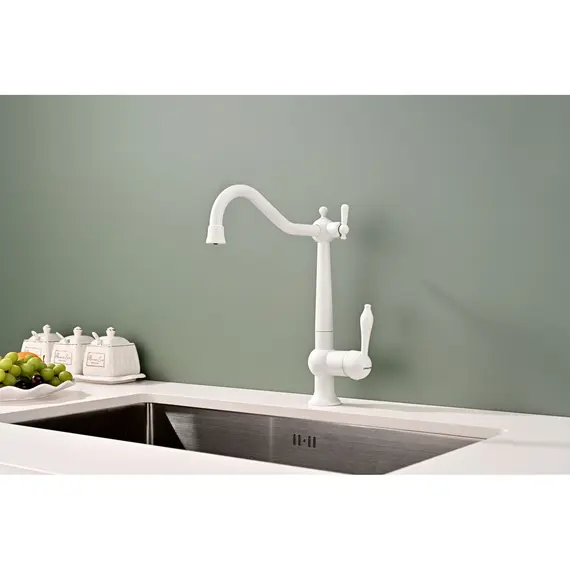 Смеситель для кухни Paulmark Retro Re213226-431 под фильтр ретро белый матовый, изображение 2