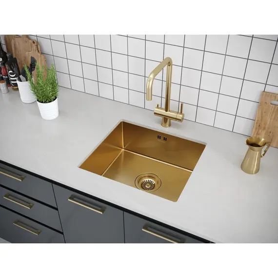 Мойка из нержавейки Paulmark Lassan PM304444-BG брашированное золото 44 х 44 см, изображение 3