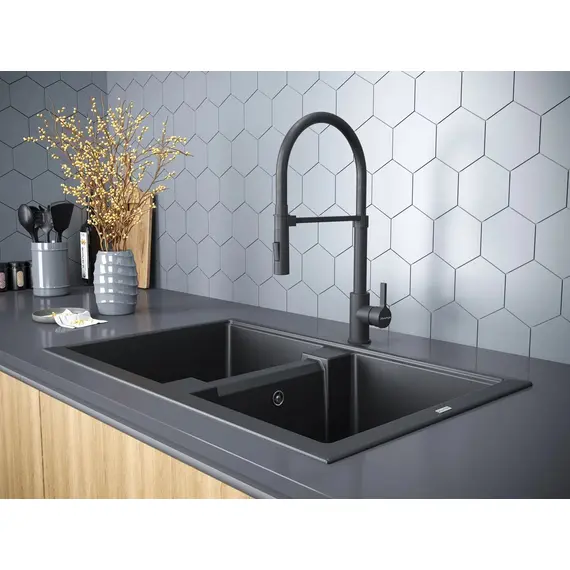 Смеситель для кухни Paulmark Halt Ha214021-401 с гибким изливом антрацит, изображение 3
