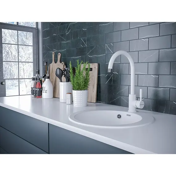 Смеситель для кухни Paulmark Holstein Ho212063-431 белый металлик, изображение 3