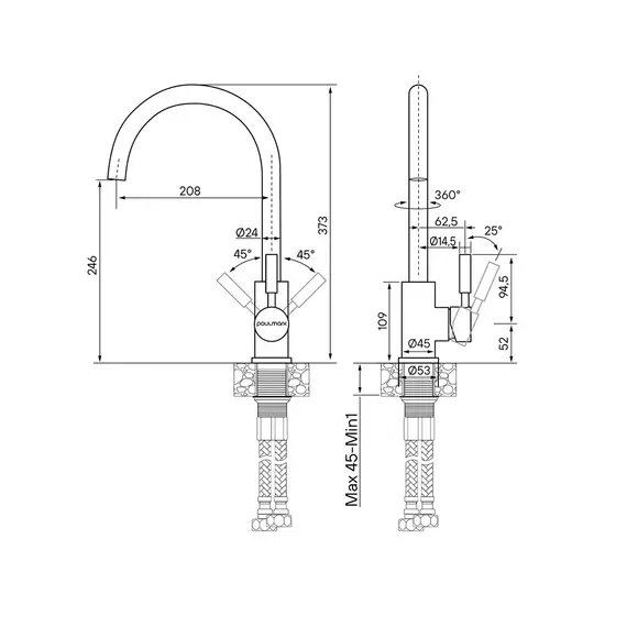 Смеситель для кухни Paulmark Holstein Ho212063-NI никель, изображение 3