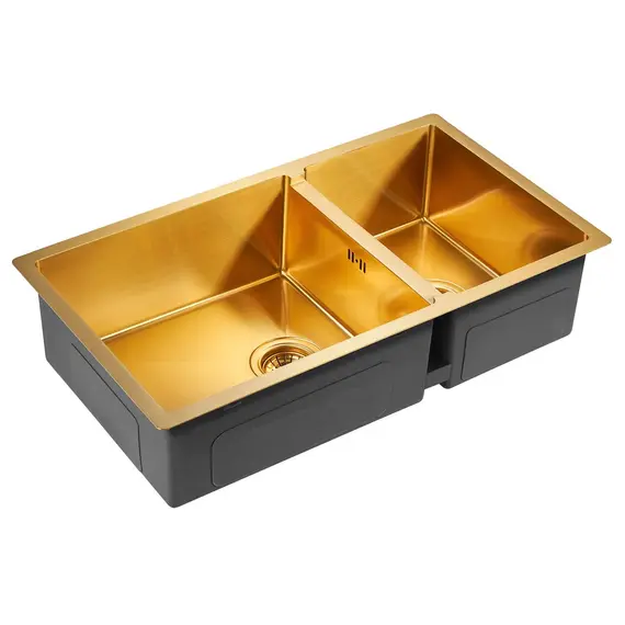 Мойка из нержавейки Paulmark Gerberg 78/2S Uni PM227844-BG брашированное золото 78 х 44 см, изображение 2