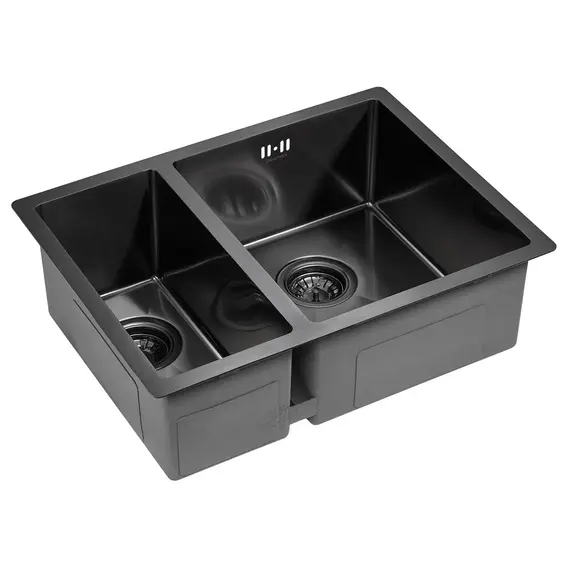 Мойка из нержавейки Paulmark Gerberg 59/2S Uni PM225944-GMR вороненая сталь 59 х 44 см, изображение 2