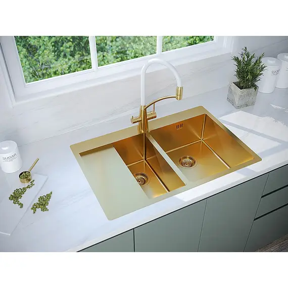 Смеситель для кухни Paulmark Siegen Si21311-Gw золото/белый с гибким изливом, изображение 10