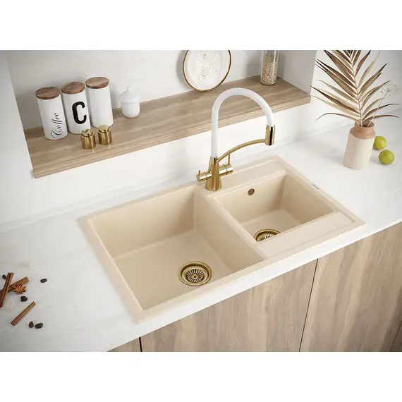 Смеситель для кухни Paulmark Siegen Si21311-Gw золото/белый с гибким изливом, изображение 11