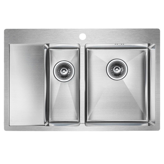 Мойка из нержавейки Paulmark Kroner 78/2SF PM227851-BSR сталь 78 х 51 см