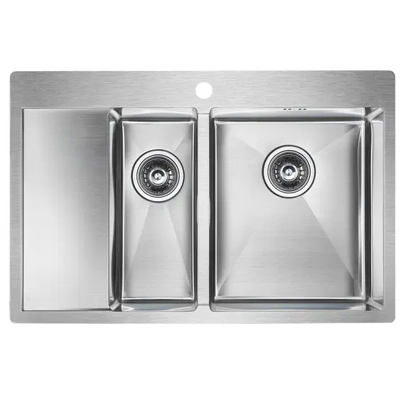 Мойка из нержавейки Paulmark Kroner 78/2SF PM227851-BSR сталь 78 х 51 см