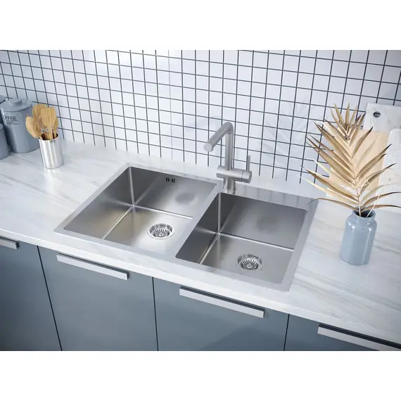 Мойка из нержавейки Paulmark Kroner 78/2S PM237851-BS сталь 78 х 51 см, изображение 3
