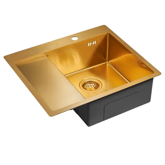 Мойка из нержавейки Paulmark Kroner 59F PM225951-BGR брашированное золото 59 х 51 см, изображение 2