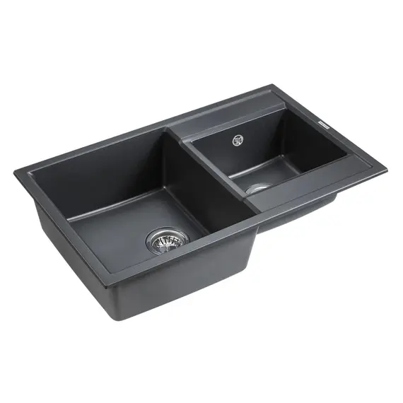 Мойка из камня Paulmark Tandem 80 PM238250-BL черный кварц 82 х 50 см, изображение 2