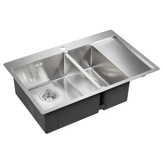 Мойка из нержавейки Paulmark Kroner 78/2SF PM227851-BSL сталь 78 х 51 см, изображение 2