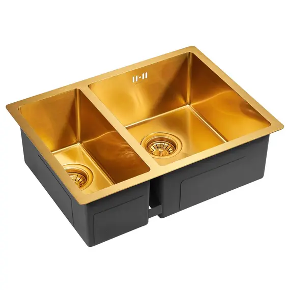 Мойка из нержавейки Paulmark Gerberg 59/2S Uni PM225944-BGR брашированное золото 59 х 44 см, изображение 2