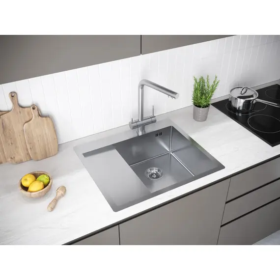 Мойка из нержавейки Paulmark Kroner 59F PM225951-BSR сталь 59 х 51 см, изображение 3