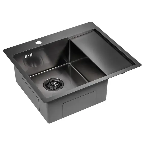 Мойка из нержавейки Paulmark Kroner 59F PM225951-GML вороненая сталь 59 х 51 см, изображение 2