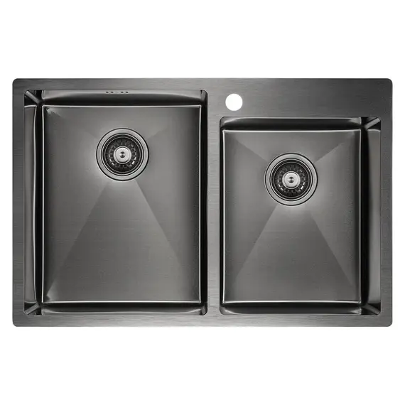 Мойка из нержавейки Paulmark Kroner 78/2S PM237851-GM вороненая сталь 78 х 51 см