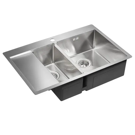 Мойка из нержавейки Paulmark Kroner 78/2SF PM227851-BSR сталь 78 х 51 см, изображение 2