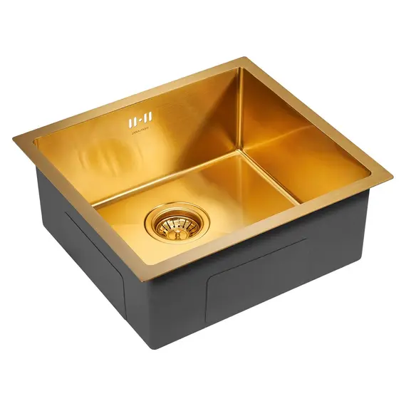 Мойка из нержавейки Paulmark Gerberg 48 UNI PM254844-BG брашированное золото 48 х 44 см, изображение 2