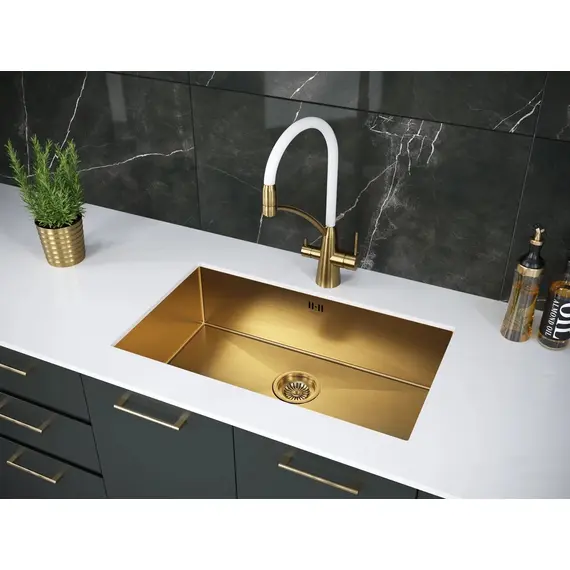 Мойка из нержавейки Paulmark Gerberg 74 Uni PM257444-BG брашированное золото 74 х 44 см, изображение 3