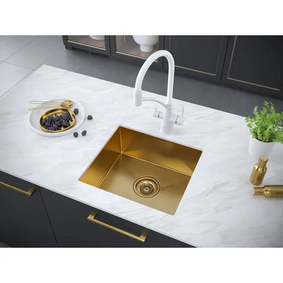 Мойка из нержавейки Paulmark Aller 48 Uni PM804844-BG брашированное золото 48 х 44 см, изображение 3