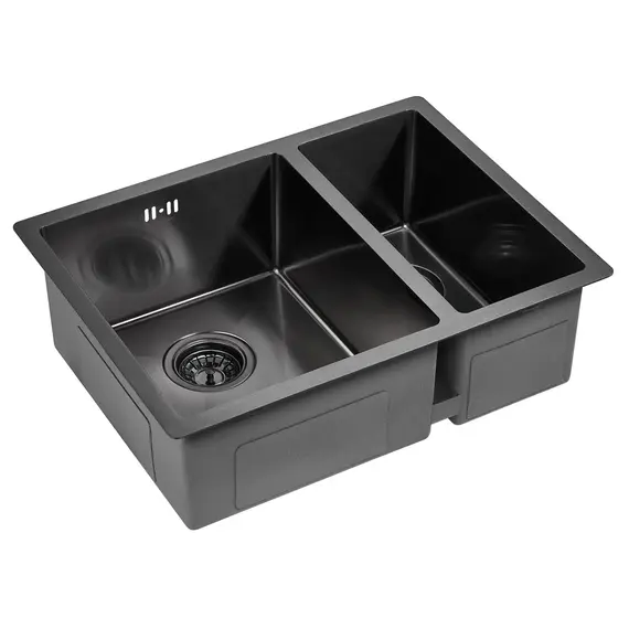Мойка из нержавейки Paulmark Gerberg 59/2S Uni PM225944-GML вороненая сталь 59 х 44 см, изображение 2