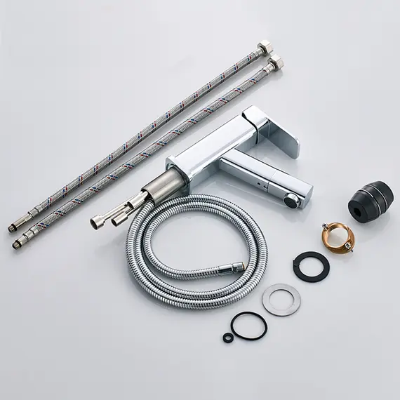 Смеситель для раковины с выдвижной лейкой Gerhans K16 K11016 хром, изображение 13