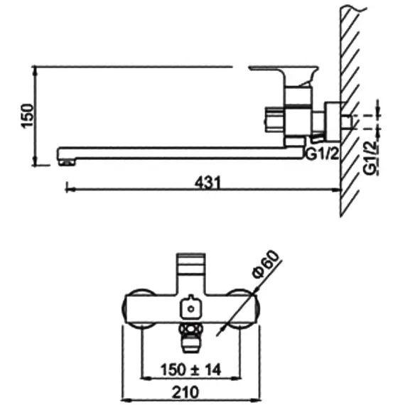 Смеситель для ванны Gerhans Jovian K13108 хром, изображение 3