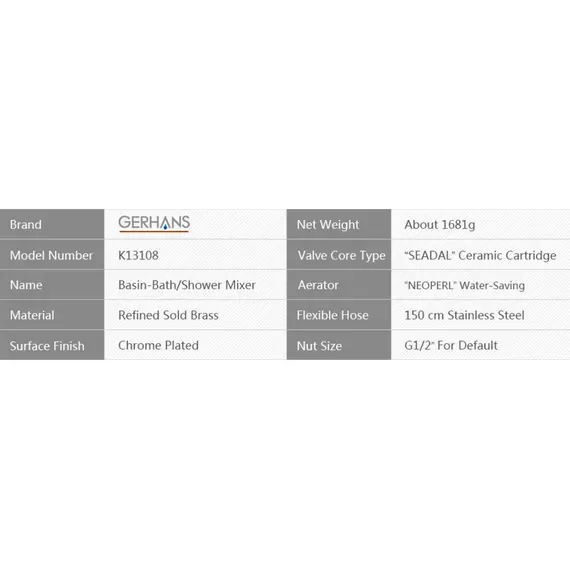 Смеситель для ванны Gerhans Jovian K13108 хром, изображение 5