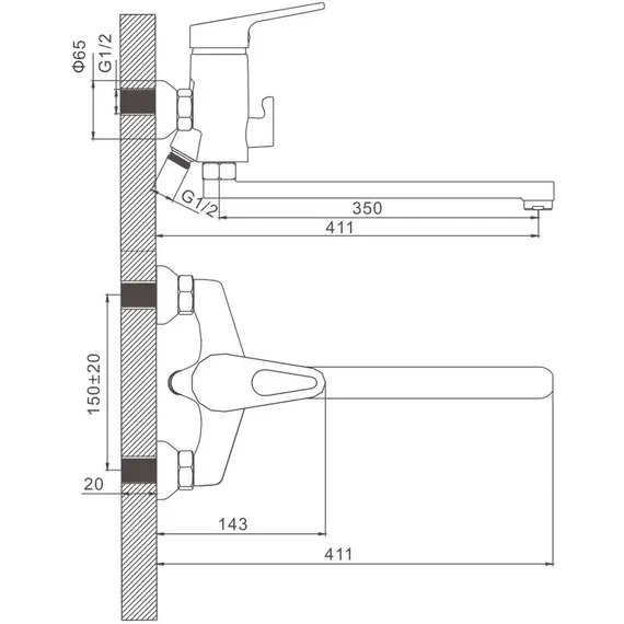 Смеситель для ванны Gerhans H09 13109 хром, изображение 2