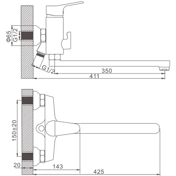 Смеситель для ванны Gerhans K13110 хром, изображение 2