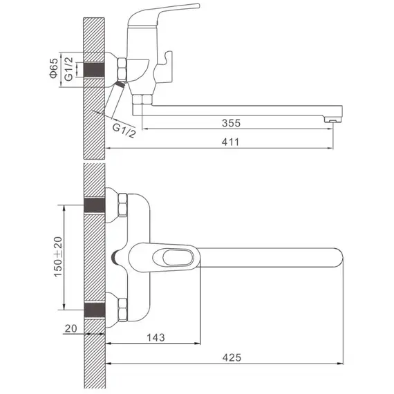 Смеситель для ванны Gerhans H11 13111 хром, изображение 2