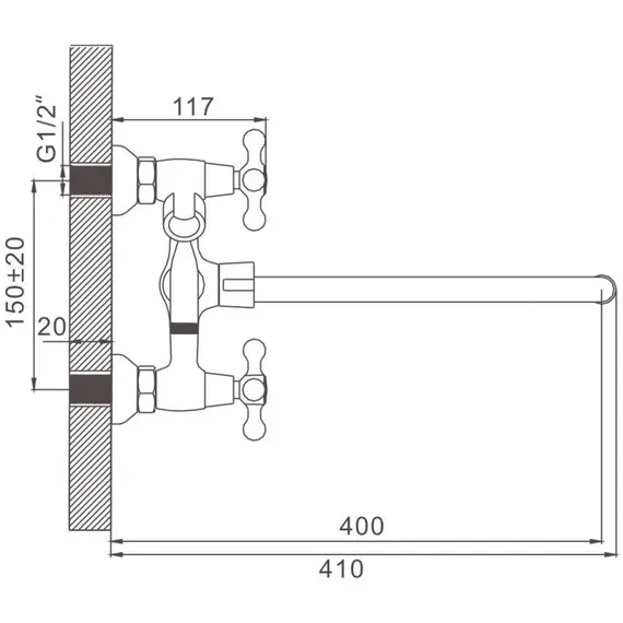 Смеситель для ванны Gerhans H12 13112 хром, изображение 2