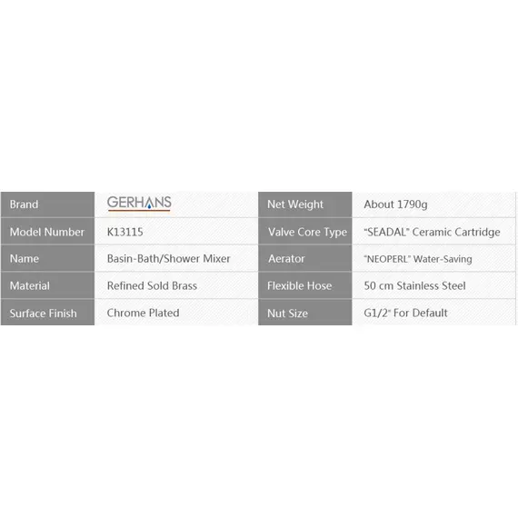 Смеситель для ванны Gerhans K15 K13115 хром, изображение 5