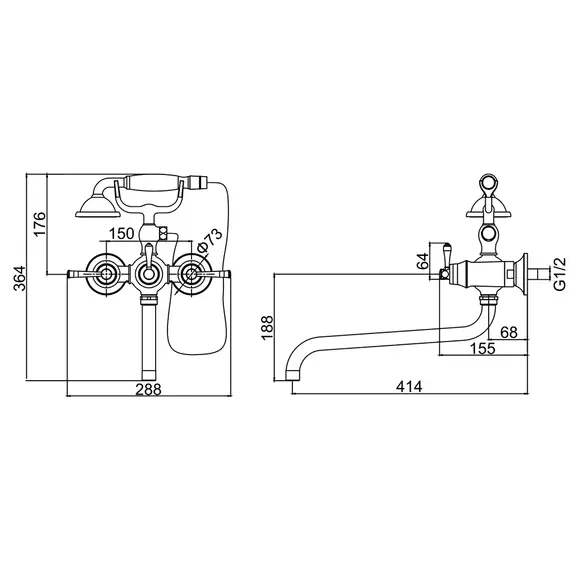 Смеситель для ванны Gerhans K13120G золотой, изображение 2