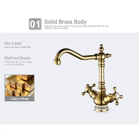 Смеситель для кухни Gerhans K01G K14001G золотой, изображение 5