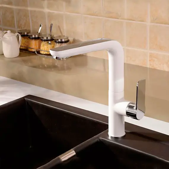 Смеситель для кухни Gerhans K14080W белый/хром, изображение 3