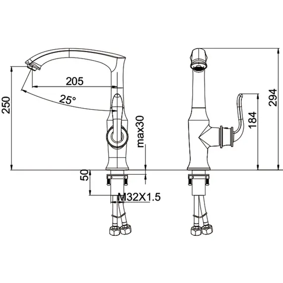 Смеситель для кухни Gerhans K14083A суперсталь, изображение 2