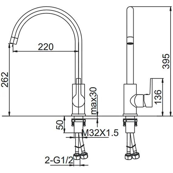 Смеситель для кухни Gerhans R K14084A суперсталь, изображение 2