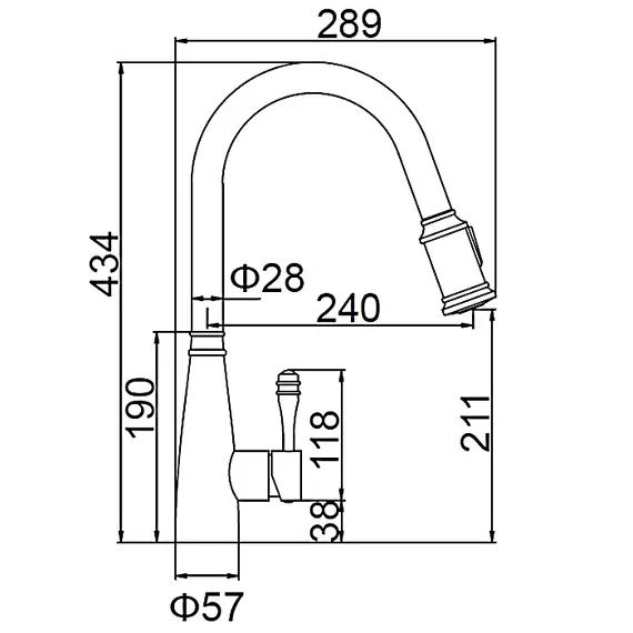 Смеситель для кухни с выдвижной лейкой с душем Gerhans K14 K14093 суперсталь, изображение 2