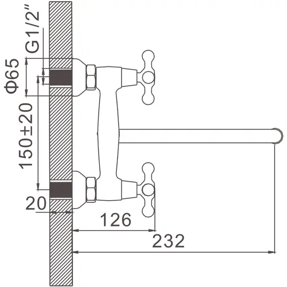 Настенный смеситель Gerhans H12 14312 хром, изображение 2
