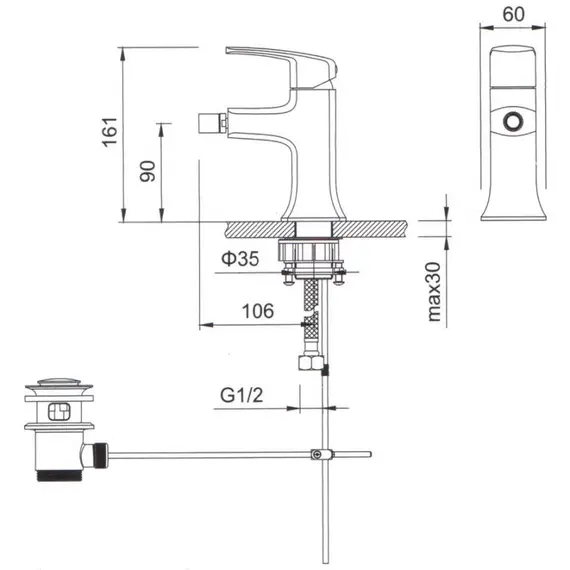Смеситель для биде Gerhans K15006 хром, изображение 2