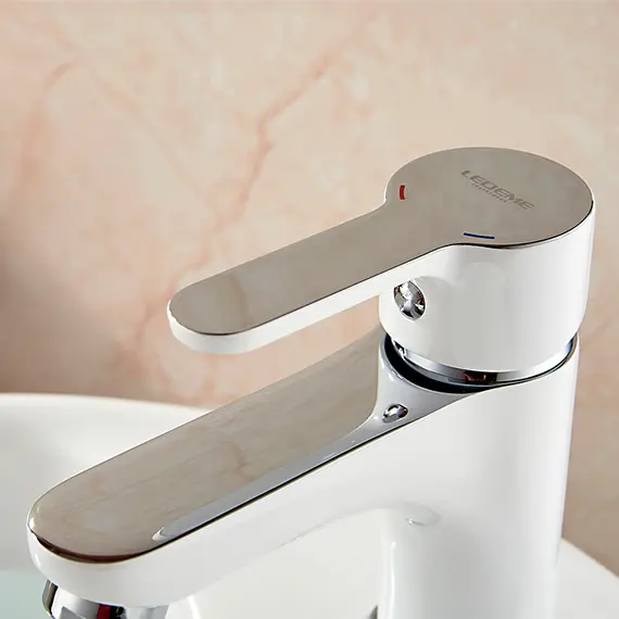 Смеситель для раковины Ledeme R L1003W белый/хром, изображение 3