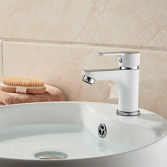 Смеситель для раковины Ledeme R L1003W белый/хром, изображение 4