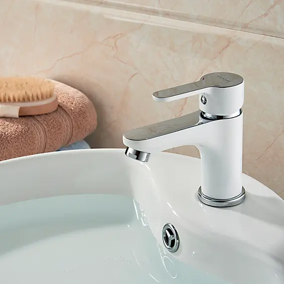 Смеситель для раковины Ledeme R L1003W белый/хром, изображение 5