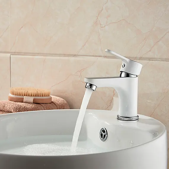 Смеситель для раковины Ledeme R L1003W белый/хром, изображение 6