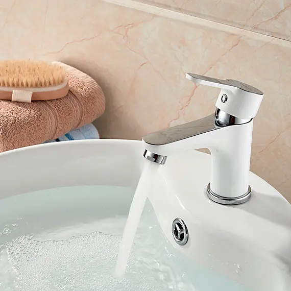 Смеситель для раковины Ledeme R L1003W белый/хром, изображение 7