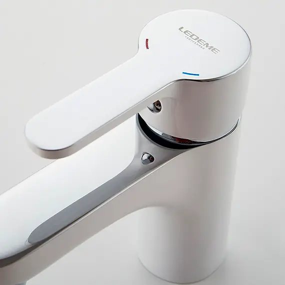 Смеситель для раковины Ledeme R L1003W белый/хром, изображение 9