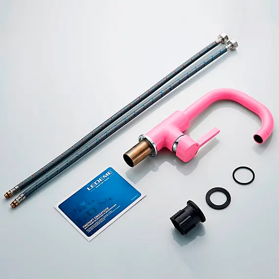 Смеситель для раковины Ledeme L1099P розовый, изображение 7