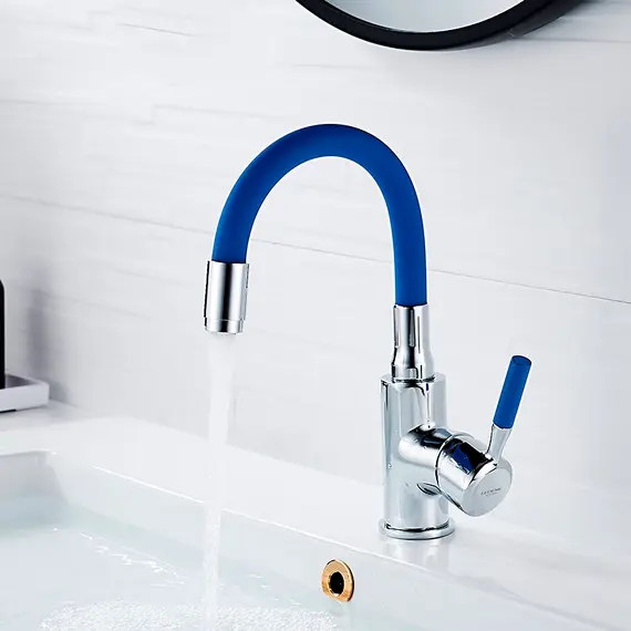 Смеситель для раковины с гибким изливом Ledeme L1399-6 синий/хром, изображение 10